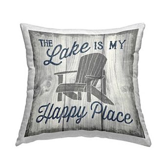 Stupell Home Decor Lake Is My Happy Place Indoor / Outdoor Throw Pillow