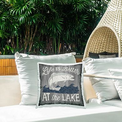Stupell Home Decor Life Better At Lake Indoor/Outdoor Throw Pillow