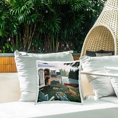 Stupell Home Decor Dogs Camping Lake View Indoor/Outdoor Throw Pillow