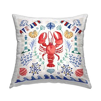 Stupell Home Decor Nautical Lobster Beach Wave Indoor / Outdoor Throw Pillow