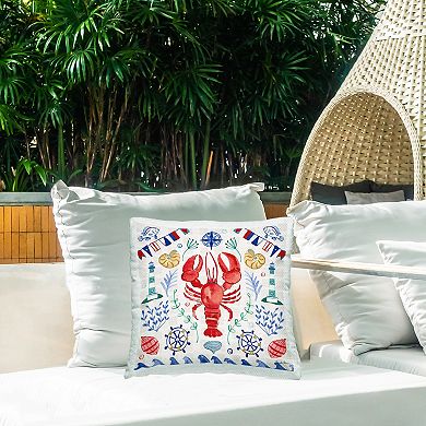 Stupell Home Decor Nautical Lobster Beach Wave Indoor/Outdoor Throw Pillow