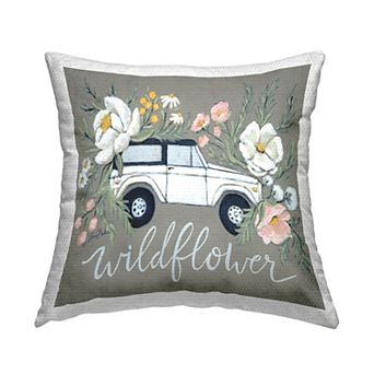 Stupell Home Decor Wildflower Floral Truck Indoor / Outdoor Throw Pillow