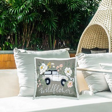 Stupell Home Decor Wildflower Floral Truck Indoor/Outdoor Throw Pillow