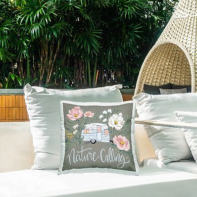 Stupell Home Decor Nature Calling Floral Camper Van Indoor/Outdoor Throw Pillow