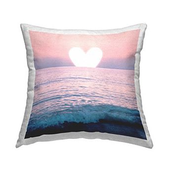 Stupell Home Decor Pink Heart Sunset Beach Indoor / Outdoor Throw Pillow
