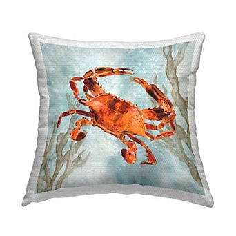 Stupell Home Decor Red Crab Underwater Indoor / Outdoor Throw Pillow