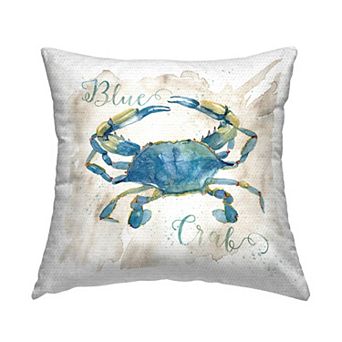 Stupell Home Decor Blue Crab Watercolor Style Indoor / Outdoor Throw Pillow