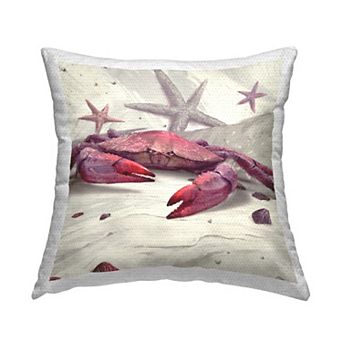 Stupell Home Decor Red Crab and Starfish Indoor / Outdoor Throw Pillow