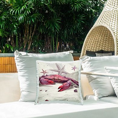 Stupell Home Decor Red Crab and Starfish Indoor/Outdoor Throw Pillow