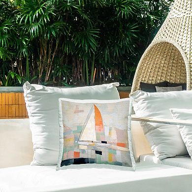 Stupell Home Decor Nautical Sailboat Abstract Indoor/Outdoor Throw Pillow