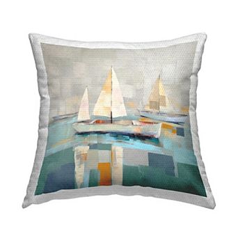 Stupell Home Decor Abstract Sailboat Fleet Indoor / Outdoor Throw Pillow