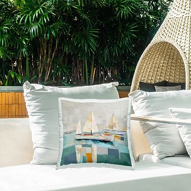 Stupell Home Decor Abstract Sailboat Fleet Indoor/Outdoor Throw Pillow