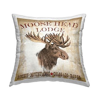 Stupell Home Decor Rustic Moose Head Lodge Indoor / Outdoor Throw Pillow