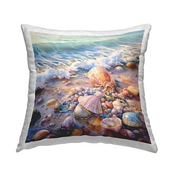 Stupell Home Decor Shells with Beach Waves Indoor / Outdoor Throw Pillow