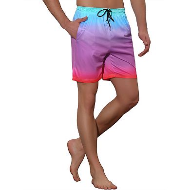 Men's Contrasting Colors Patterned Beach Swimming Board Shorts