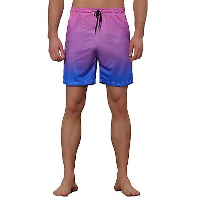 Men's Contrasting Colors Patterned Beach Swimming Board Shorts
