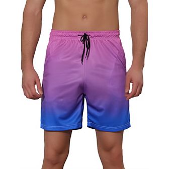 Men's Contrasting Colors Patterned Beach Swimming Board Shorts