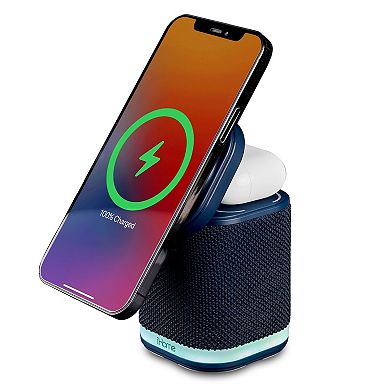 iHome Power Tower Dual Wireless Charging Speaker with Mood Light