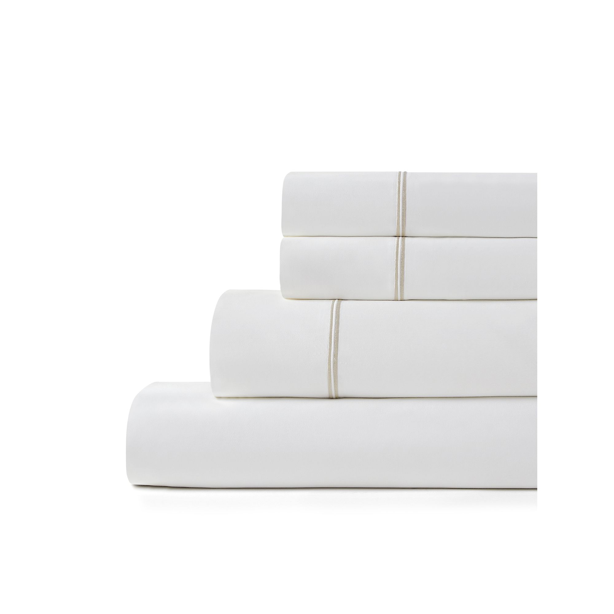 Hotelier Egyptian Cotton Blend Embroidered Sheet Set, White W  Emb