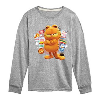 Boys 8-20 Garfield Movie Snack Icons Long Sleeve Graphic Tee