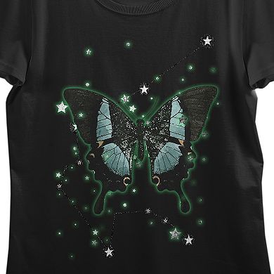 Juniors' Glowing Butterfly Tee