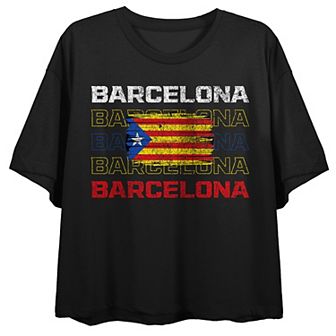 Juniors' Barcelona Distressed Flag Tee