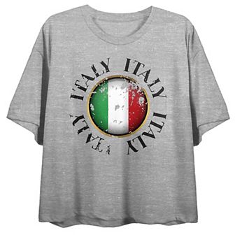 Juniors' Italy Round Flag Badge Tee