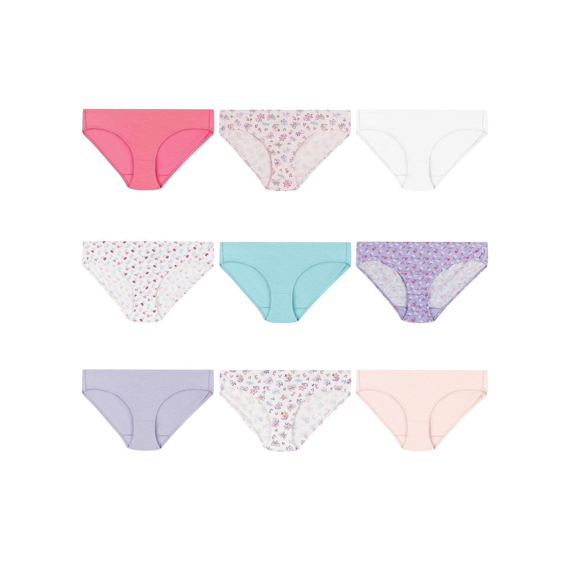 Hanes Ultimate Pure Comfort 8+1 Bonus Pack Girls Organic Cotton Hipster Un