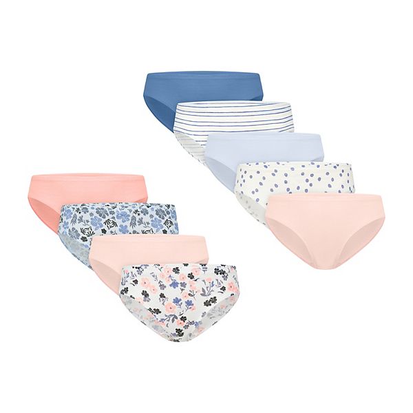 Girls Hanes® 8+1 Bonus Pack Ultimate Pure Comfort Organic Cotton Hipsters Underwear
