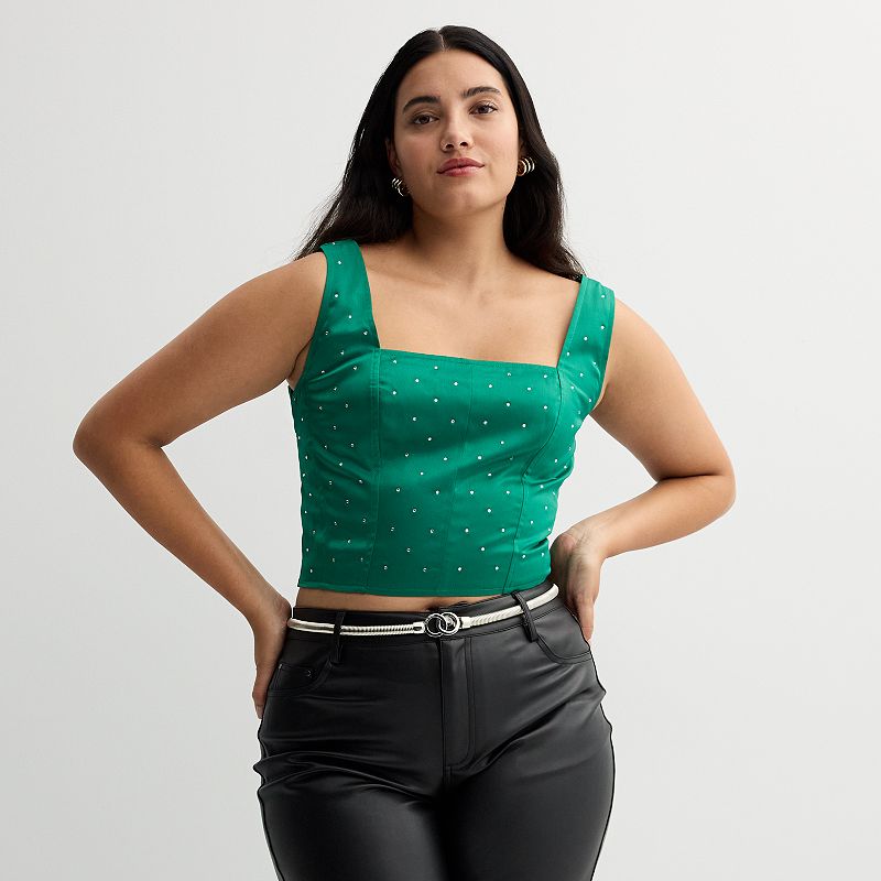 Women's INTEMPO Embellished Corset Tank Top, Size: XXL, Green