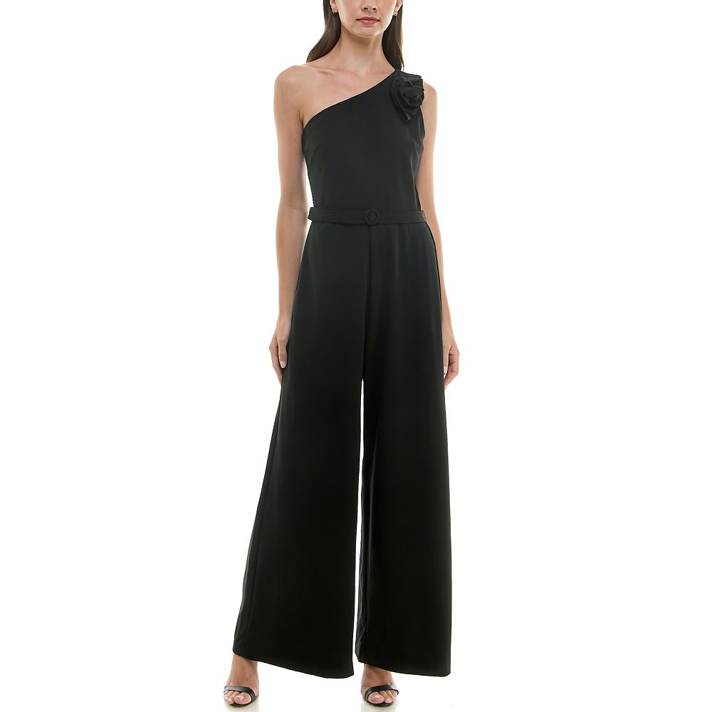 One Shoulder Crepe Regular Fit Regular Evening Jumpsuit pau4271