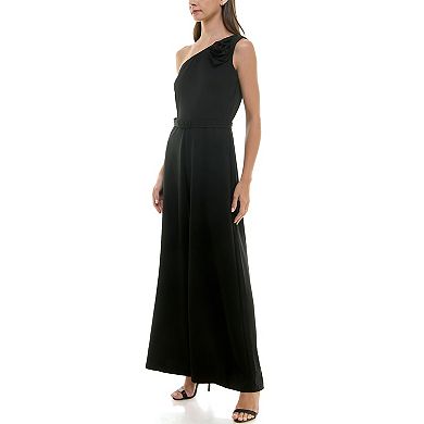 Women's Maison Tara One Shoulder Rosette Crepe Jumpsuit