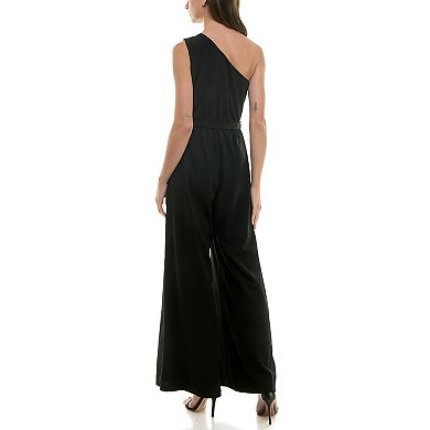 Women's Maison Tara One Shoulder Rosette Crepe Jumpsuit