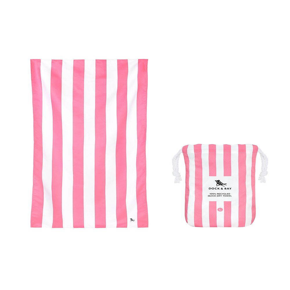 Dock & Bay Pink Striped Quick Dry Beach Towel