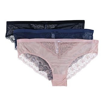 Women's Plus Size Lace And Mesh Bikini Underwear (pack Of 3)