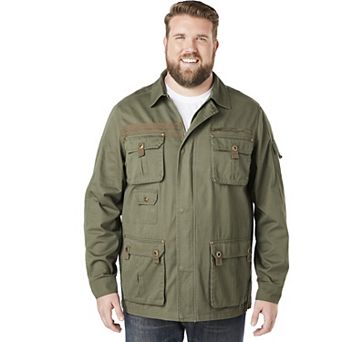 Boulder Creek By Kingsize Men's Big & Tall 9 Pocket Twill Utility Jacket