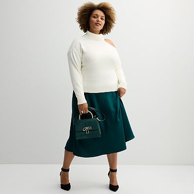 Plus Size INTEMPO™ Long Sleeve Turtleneck Cut Out Sweater