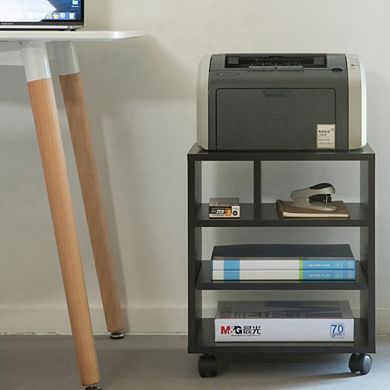 Wooden Office Storage Printer Stand With Wheels