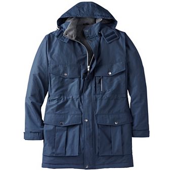 Boulder Creek By Kingsize Men's Big & Tall Fleece-lined Parka With Detachable Hood And 6 Pockets