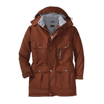 Boulder Creek By Kingsize Men's Big & Tall Fleece-lined Parka With Detachable Hood And 6 Pockets