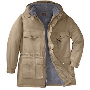 Boulder Creek By Kingsize Men's Big & Tall Fleece-lined Parka With Detachable Hood And 6 Pockets