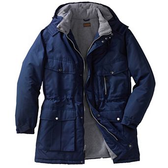 Boulder Creek By Kingsize Men's Big & Tall Fleece-lined Parka With Detachable Hood And 6 Pockets