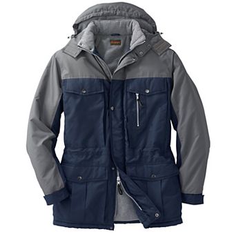 Boulder Creek By Kingsize Men's Big & Tall Fleece-lined Parka With Detachable Hood And 6 Pockets