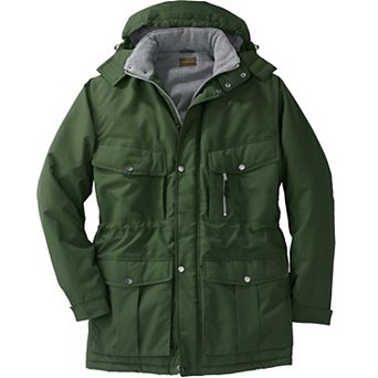 Boulder Creek By Kingsize Men's Big & Tall Fleece-lined Parka With Detachable Hood And 6 Pockets