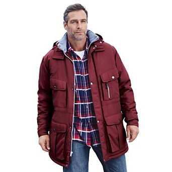 Boulder Creek By Kingsize Men's Big & Tall Fleece-lined Parka With Detachable Hood And 6 Pockets