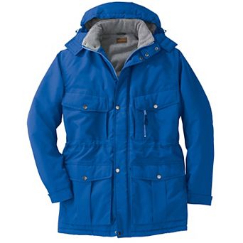 Boulder Creek By Kingsize Men's Big & Tall Fleece-lined Parka With Detachable Hood And 6 Pockets