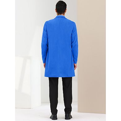 Men's Trench Coat Notch Lapel Single Breasted Classic Long Pea Coats Overcoat