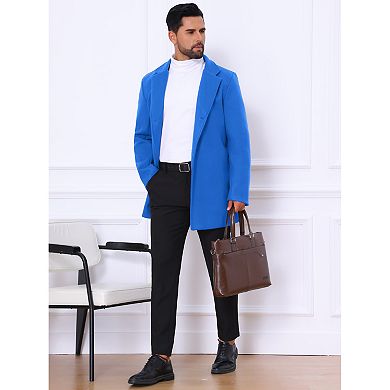 Men's Trench Coat Notch Lapel Single Breasted Classic Long Pea Coats Overcoat