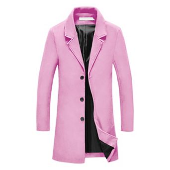 Men's Trench Coat Notch Lapel Single Breasted Classic Long Pea Coats Overcoat