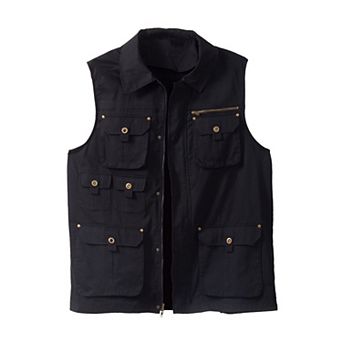 Boulder Creek By Kingsize Men's Big & Tall 9 Pocket Twill Utility Vest